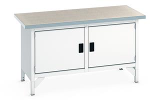 1500mm Wide Engineers Storage Benches with Cupboards & Drawers Bott Bench1500Wx750Dx840mmH - 2 Cupboards & Lino Top
